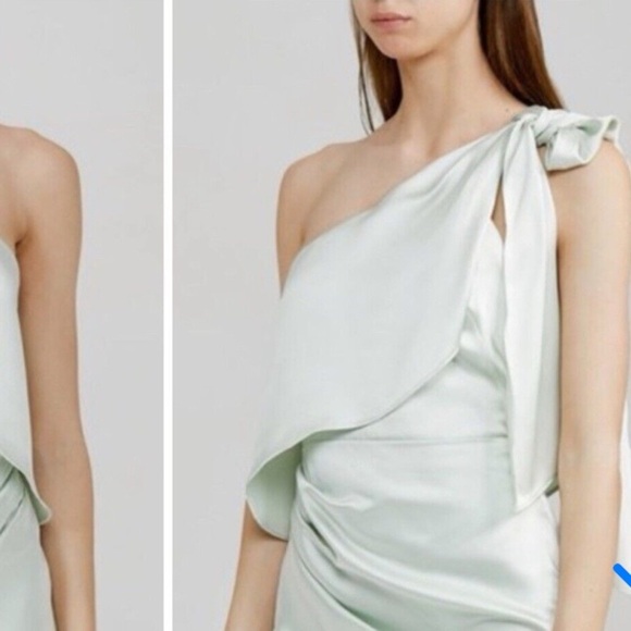 Significant Other Mint Green One-Shoulder Satin Dress - Picture 2 of 12